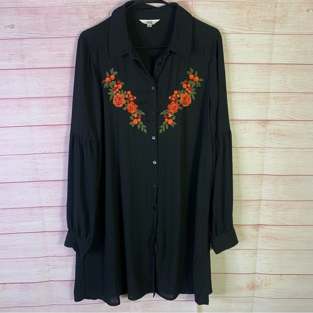 Jack By BB Dakota‎ Embroidered Button Up Shirt Dress Size Large